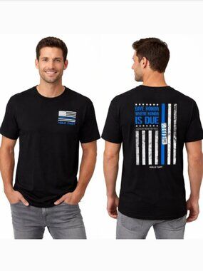 Hold Fast Police Flag Short Sleeve T-Shirt 2X -NEW